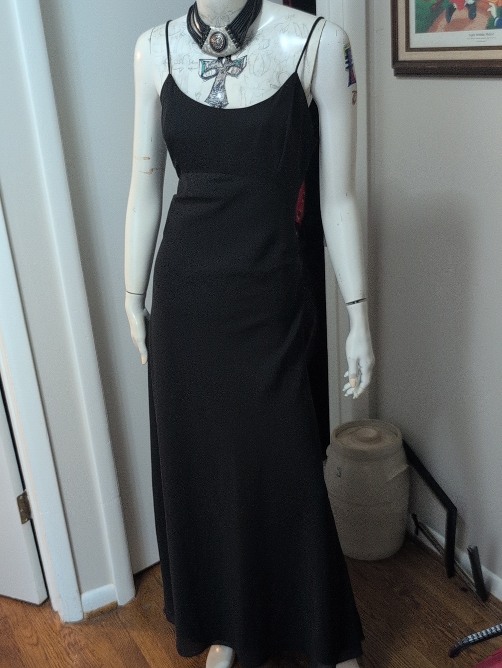 Classic Black Spaghetti-Strap Maxi Dress